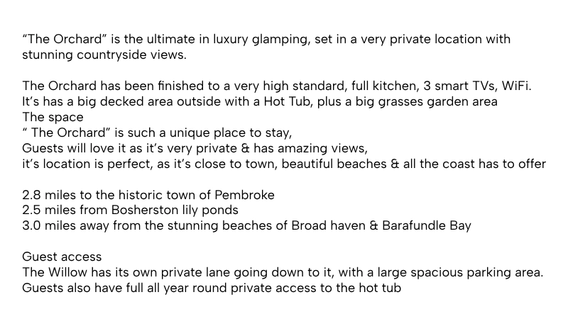 Example of an airbnb listing description